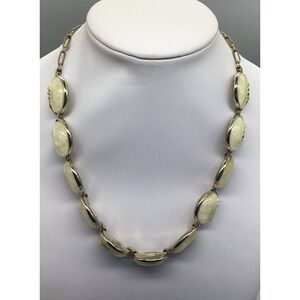 Vtg Coro Costume Jewelry Short  Gold Tone Opalite Necklace, 1 Cracked Photo